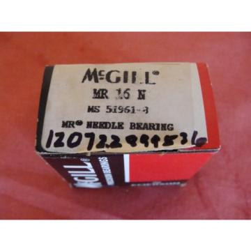 NEW OLD STOCK MCGILL HEAVY DUTY NEEDLE ROLLER BEARING MR 16 N